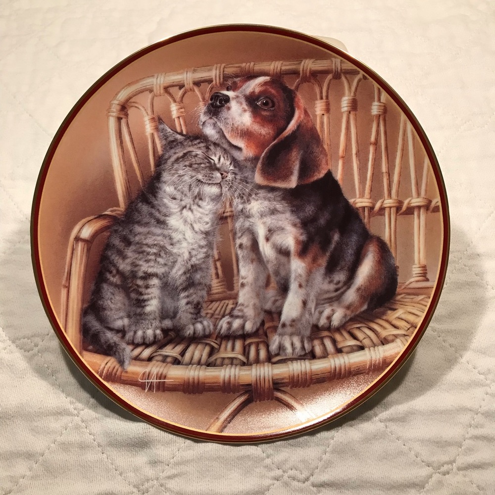 The Bradford Exchange Puppy Kitten Collector Plate Friends Are Forever Ceramic